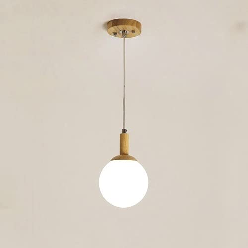 Lampe à suspension créative nordique en verre et bois massif