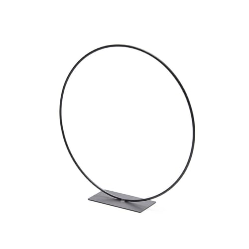 NaDeco Metallring mit Fuß Schwarz – Dekoring für Trockenblumen, DIY & Hochzeit – Drahtring zum Basteln in 25/30/40 cm – Metall Hoop für Tischdeko, Fensterdeko & Moderne WohnideenㅤØ 25 cm