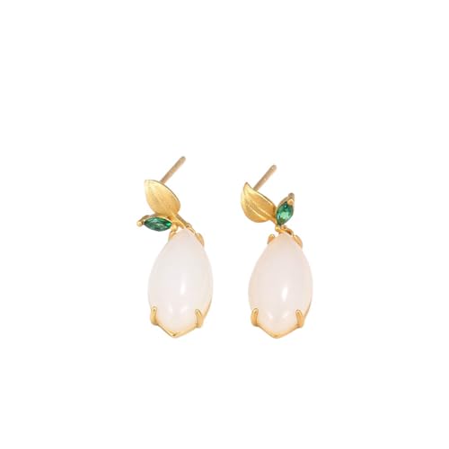 Boucles d'oreilles créoles ethniques feuille et jade hétien LAMGUL cadeau idéal