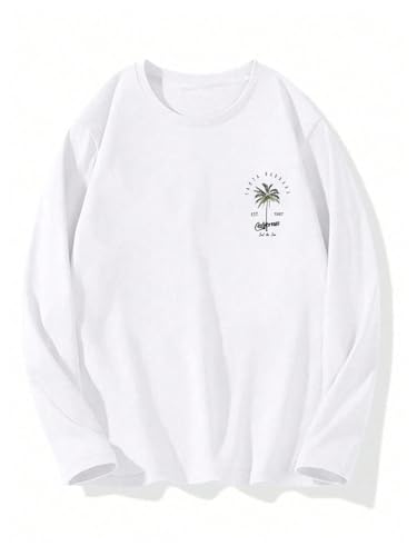 SweatyRocks Men's Letter Print Graphic Long Sleeve T Shirt Crew Neck Casual Tee Tops3