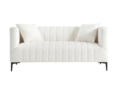 Get Set Style Modern Accent Loveseat Sofa,Tufted Boucle Upholstered Sherpa Deep Seat Cloud Couch...