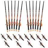 Ravin Crossbow R138 Carbon 400 Grain .003 Crossbow Arrows (2-Pack) Bundle with 12 HME Hunting Broadheads (4-Pack) (6 Items)