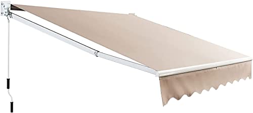 RELAX4LIFE Store Banne Manuel Rétractable avec Manivelle, Auvent Balcon en Polyester Anti-UV, Cadre en Alu, Inclinaison 40°-100°, Store Banne pour Porte,...