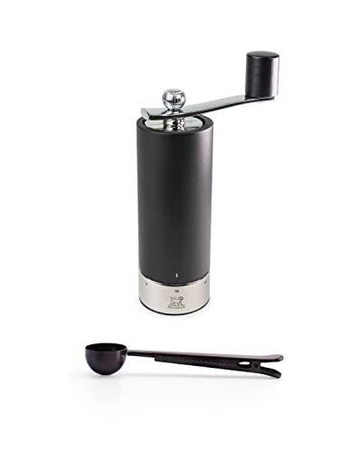 Peugeot Isen u'Select Salt & Pepper Mill Gift Set, 18cm-7in, Black - With Stainless Steel Spice Scoop & Clip (Salt Mill)