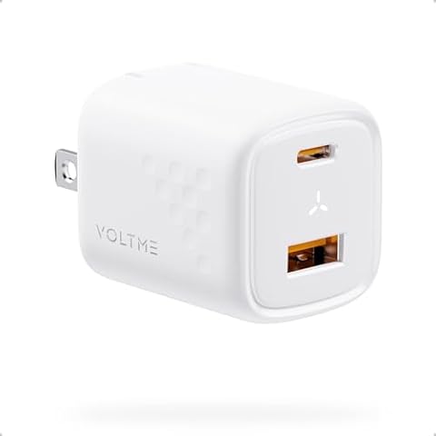 VOLTME USB C Charger, 30W GaN III USB Wall Charger, 2 Port Compact Charger Block with Foldable Plug for iPhone 14 13 12 11 Pro Max Mini, Galaxy, Note, iPad Pro, Pixel Cover
