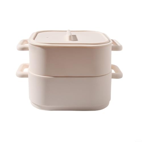CashMuch Paquete de 2 vaporizadores de silicona para microondas, verduras y pescado, para horno/refrigerador, cocinar al vapor y almacenar alimentos, 22 x 17 x 14 cm (beige)