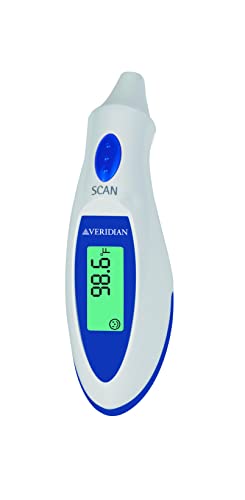 Veridian Healthcare Ear Thermometer | Tympanic Infrared Measurements | Instant 1-Second Readout | Fever Alert | Backlit Display | 10-Memory Recall | 5-Year Warranty