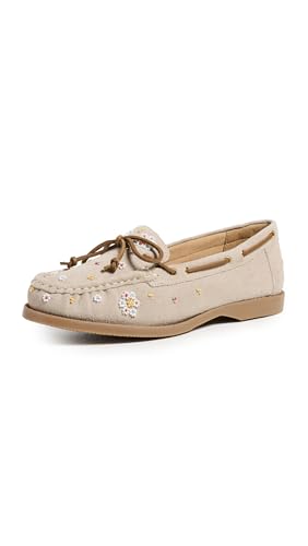 Free People Women's Sandy Seed Bead Boat Shoes, Oyster Cove Suede, 8.5 Medium US