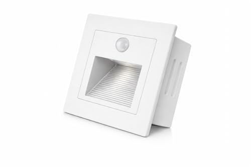 Image of JACKAL 3W LED Step Light, 120V Stair Light Indoor /Outdoor Ultra Bright, IP65 Waterproof, 3000K (WW) White Body | Perfect for Home Decor, Stairway, Pathway, Driveway, with Motion Sensor