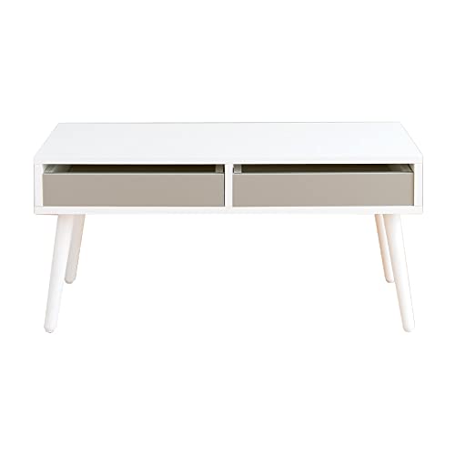 家具350 センターテーブル ローテーブル テーブル 引き出し付き 収納付き 机 1人用 ホワイト 134017