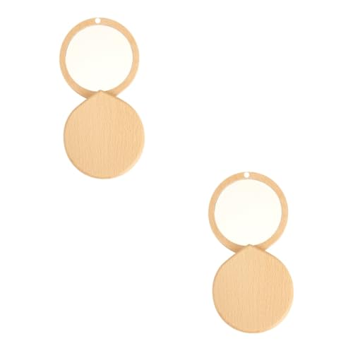FOMIYES 2pcs Espejo de Maquillaje Pequeño de Madera Portátil