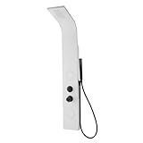 Duschpaneel Weiß Matt mit schwarzen Armaturen – XXL Regendusche, 2 Bodyjets, Messing-Handbrause, Sedal Mischbatterie, Komplettset