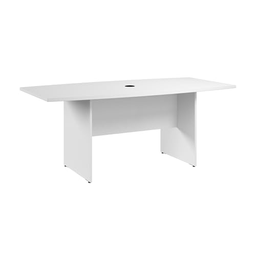Bush Business Furniture 72-inch Office Conference Table with Wood Base, Boardroom Meeting Space for 6 Users, White