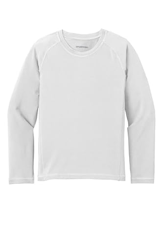 SPORT-TEK Youth Long Sleeve Rashguard Tee | Lightweight Summer T-Shirt for Boys & Girls, Athletic Fit Clothing with UPF 50