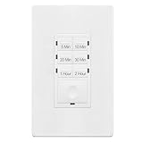 ENERLITES 2-Hour Countdown Timer Switch, 5-10-20-30 Min, 1-2 Hr, for Bathroom Fans, Heaters, Lights, LED Indicator, 120VAC 800W, No Neutral Wire Required, UL Listed, HET06-J-2H-W, White