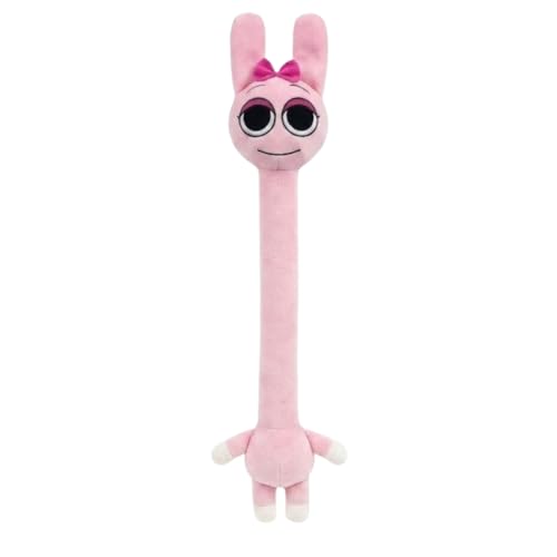 Image of Pretty Pink Bunny Long Neck Stuffed Toy Bowknot Rabbit Character Cushion Girl Room Decor Birthday Gift