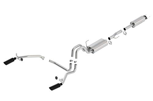 Borla 140416Bc S-Type Cat-Back? Exhaust System; 3 In. Into Muffler 2.25 In. Out; Incl. Connecting Pipes/Mufflers/Hardware/4 In. Round Tip X 14 In. Black Chrome; Truck Single Split Rear Exit; #TOP28