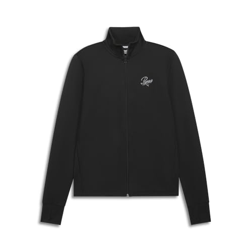 PUMA Womens Essentials Script Logo Jacket Athletic Outerwear Casual Full Zip - Black - Size L