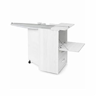Linea Azzurra Mobile con Asse da Stiro Pieghevole Mobile da Stiro in Legno Nobilitato Melaminico 89x57x44 cm con Cassetti Contenitori e Ruote Made in Italy