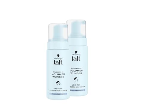 Schwarzkopf Taft Pflegendes Volumen Wunder (2x 150ml), Leichter Pflegender Schaum für luftiges Volumen und Pflege, Haarschaum für feines und plattes Haar