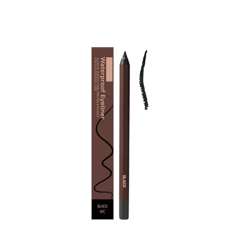 24 horas delineador de ojos resistente al agua, lápiz de ojos impermeable, lápiz de ojos resistente al agua, maquillaje natural, resistente al sudor, suave, para mujeres (negro)