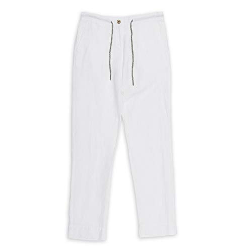 Ably Apparel Alana Women's Linen Woven Pants | Repels Liquids, Stains, and Odors White