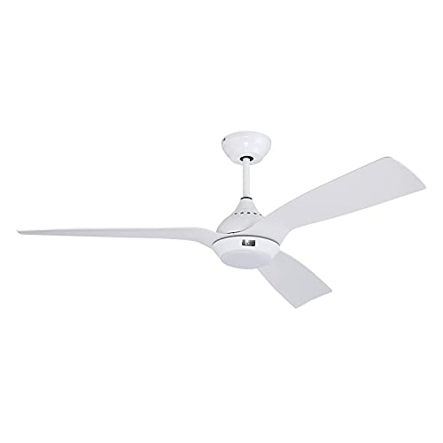 reiga 52-Inch DC Motor Ceiling Fan with Light & Remote, 3 White Color Blades Suit for Indoor/Outdoor, 6-Speed, 3 Color Temperature Switch