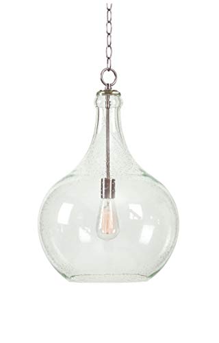 Kenroy Home 93186CLR Rhone 1 Light Pendant with Brushed Steel Finish, Casual Style, 22" Height, 15" Width, 15" Depth