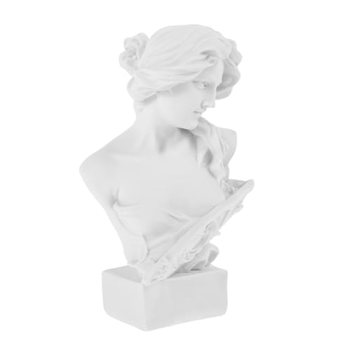 SAFIGLE Statua Busto Della Dea Della Musica in Resina Bianca, Scultura Decorativa Ispirata Alla Mitologia Romana Per Arredamento Soggiorno e Collezione Casa