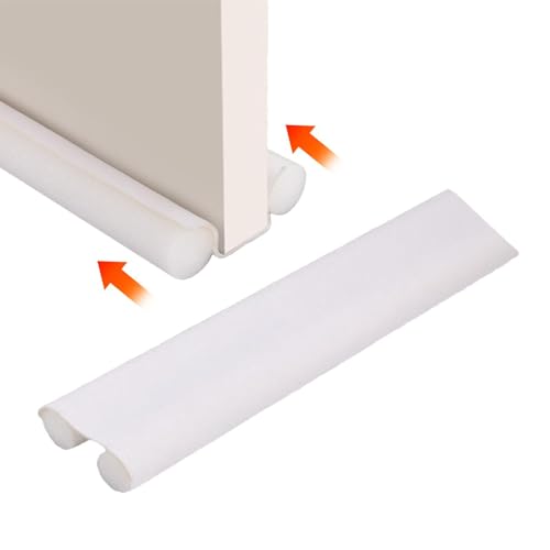 Bloqueur de courants d'air de bas de porte isolant adhésif blanc 95cm