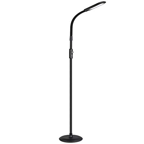 AUKEY LED Floor Lamp 12W with 20 Dimmable Brightness Levels and 3 Colour Temperatures, Metal Knob Control, Flexible Gooseneck for Working, Reading and Relaxing