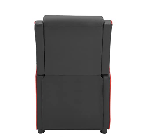 Home Detail Gaming Recliner Gaming Armchair, Gaming Chair with Footrest and Headrest with Reclining Function for Ultimate Gaming Set Up with Chair Side Pockets in (Black with Red Trim) - Image 5