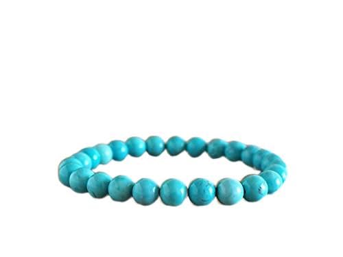 Bracelet turquoise bleue 8mm LKBEADS cadeau de chance et prospérité mixte