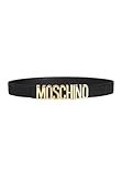 100% Leder Moschino Damen Gürtel Schwarz mit Logo-Schnalle (48), Schwarz