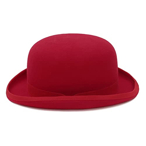 Cybling Wool Felt Derby Bowler Hat For Men Women Same Color Satin Lined Fashion Hats Party Formal Fedora Costume Magician Black #TOP5