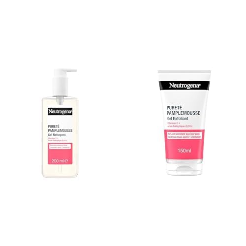 Neutrogena Lot de 2 | 1 Gel Nettoyant Pureté Pamplemousse (tube de 200 ml) + 1 Gel Exfoliant Pureté Pamplemousse (tube de 150 ml)