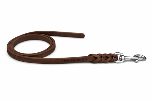 Fettlederleine Schleppleine aus Leder für Hunde 5m, 7,5m, 10m (7.5m x 8mm braun Chrom)