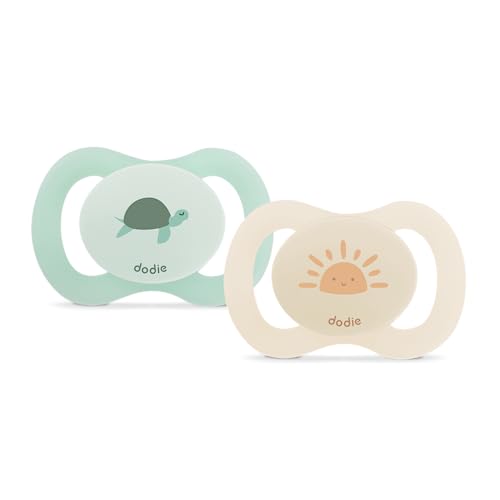 DODIE, Sucettes Anatomiques spécial naissance,Tetine pour bébé, 0-2 mois,Nourisson, Vert, Tortue, Lot de 2