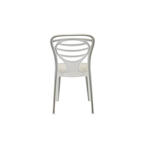 Image of Oaknest Supreme Oak Armless Plastic Dining Chair | Compact & Ergonomic Design for Home, Living Room, Balcony & Outdoor Seating | White | Set of 4