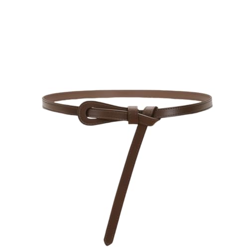 Ladies Skinny Leather Soft Knotted Strap Belts Knot Tie Belt with Small Opening Narrow Non Buckle Adjustable Thin Belts