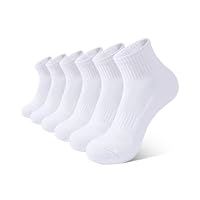 BOOPH 6 Pairs Kids Socks Boys Girls Cushioned Quarter Socks Athletic Ankle Sock 7-10 Years White