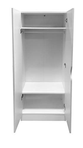 Leomark Weiß zweitüriger Kleiderschrank für Kinder - Roma - praktisch und funktional Schrank, dim: 70 x 42,5 x 161,5 (H) cm, Kommode für Kinder und Jugendliche