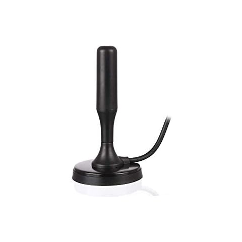 Xoro HAN 100 Active Indoor Antenna magnetic base; copper core (1 M cable with 20 dB Amplifier Bypass Lead, 1 M, Reach, DVB-T / T2 / Black Cover