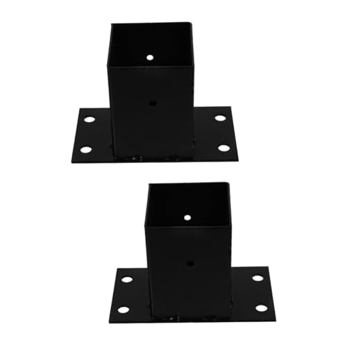 Lurrose 2 Pièces Support de Gazebo clôture Devoir Poteau à Base carrée Base de Poteau de Pont Lourd Acier Protecteur de Poteau de boîte aux Lettres Support de boîte aux Lettres Le Fer Noir