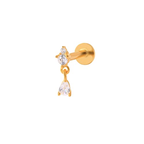Boucles d'oreilles en argent sterling S925 et zircone blanche de style goutte suspendue
