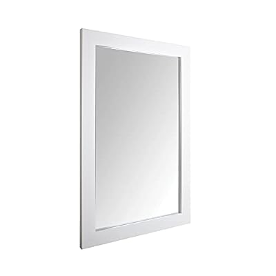 Amazon Basics Rectangular Wall Mount Mirror for Bedroom, Living Room, Entryway, Wide Trim, 24" x 36", White