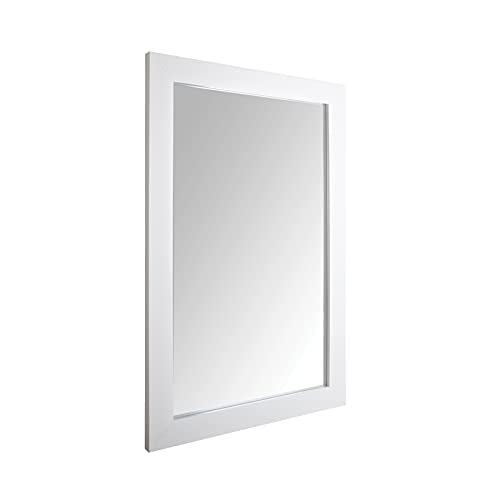 Amazon Basics Rectangular Wall Mount Mirror for Bedroom, Living Room, Entryway, Wide Trim, 24" x 36", White by Amazon Basics - Used condition - US$48.52
