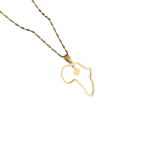 Collier carte Afrique en acier inoxydable durable pour femme