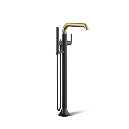 Kohler T27424-4-BMB ToneTM Floor-Mount Bath Filler Trim con ducha manual, Negro Mate con Bronce Moderne Cepillado miniatura 1