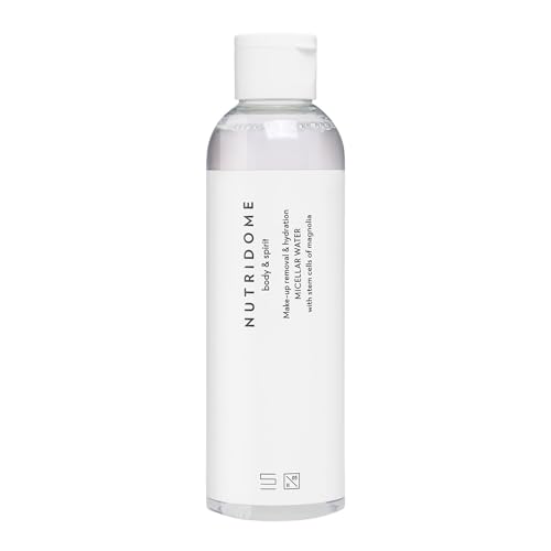 Nutridome | Agua fluido micelar | Para desmaquillar | Elimina maquillaje resistente al agua | Desmaquillante facial | Hidrata | Células madre de magnolia | Ácido hialurónico | Leche de cabra | 200 ml